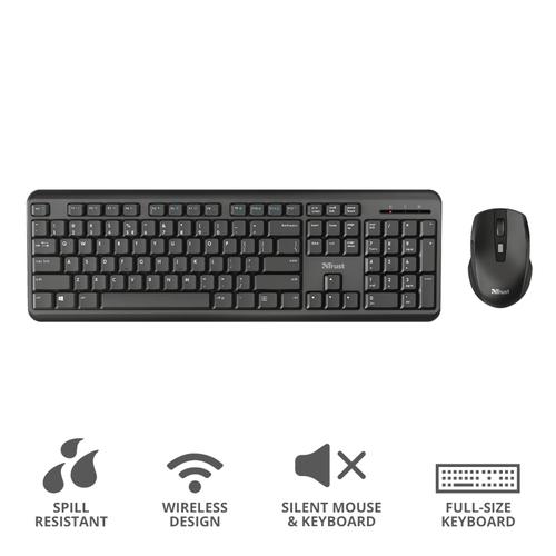 Trust ODY clavier Souris incluse RF sans fil AZERTY Belge Noir